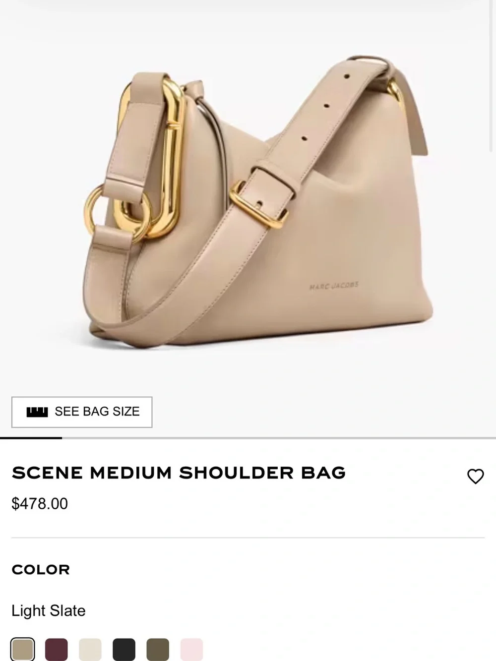 Marc Jacobs Taupe Leather Crossbody with Gold Accents